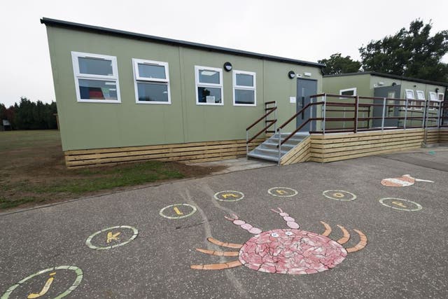 Costessey Infants School in Norwich where new temporary classrooms have been installed