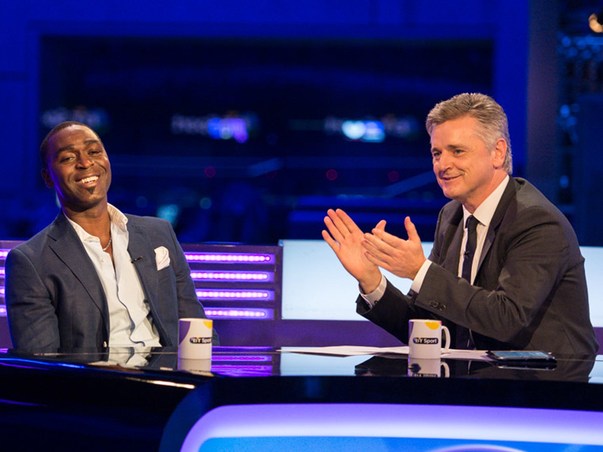 Andrew Cole with Des Kelly on BT Sport show Life's A Pitch