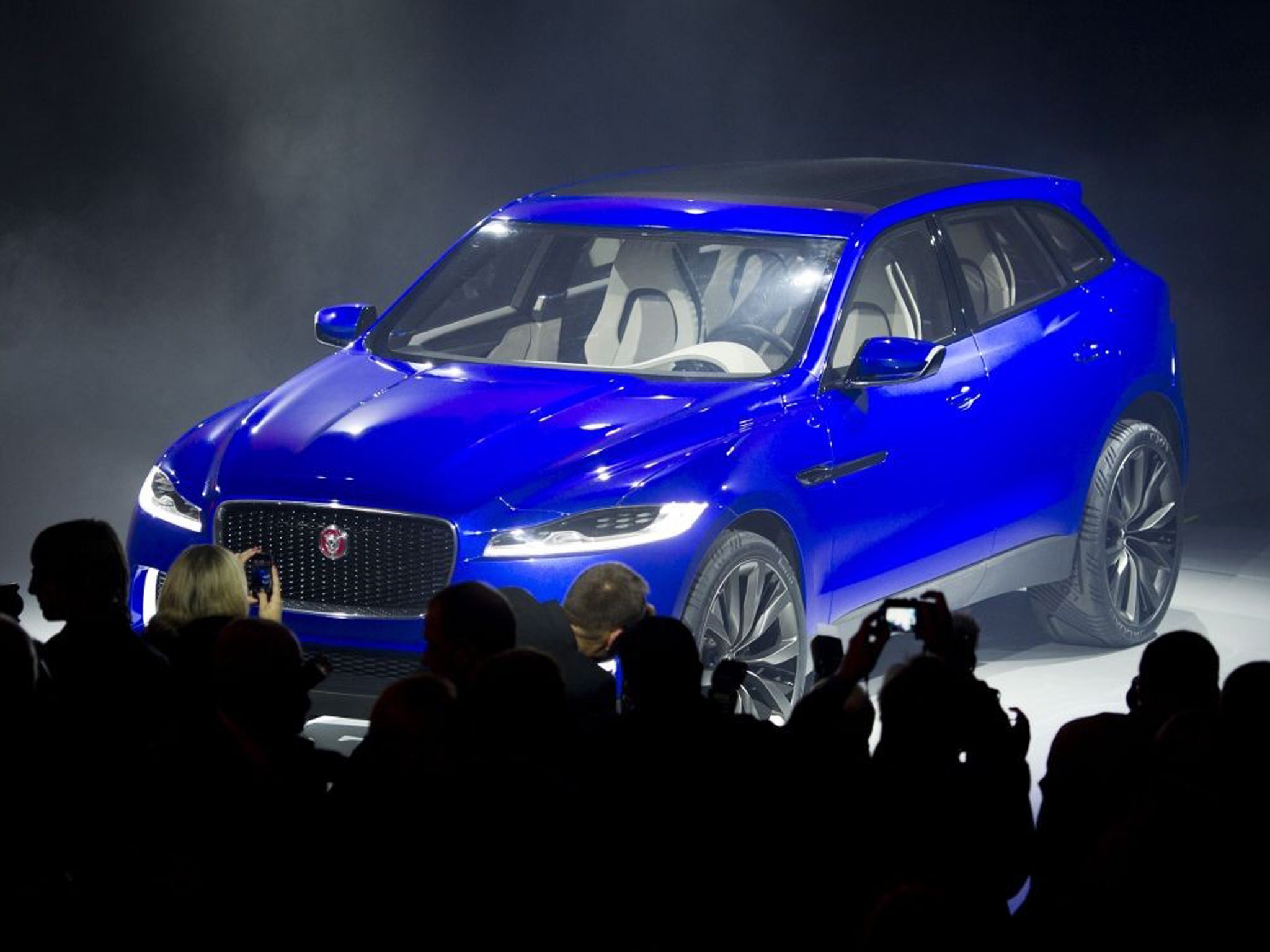 Jaguar showcases its design concept of the C-X17 crossover vehicle at the Frankfurt Motor Show
