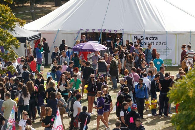 Students at the University of Portsmouth gather at the Freshers' Fair