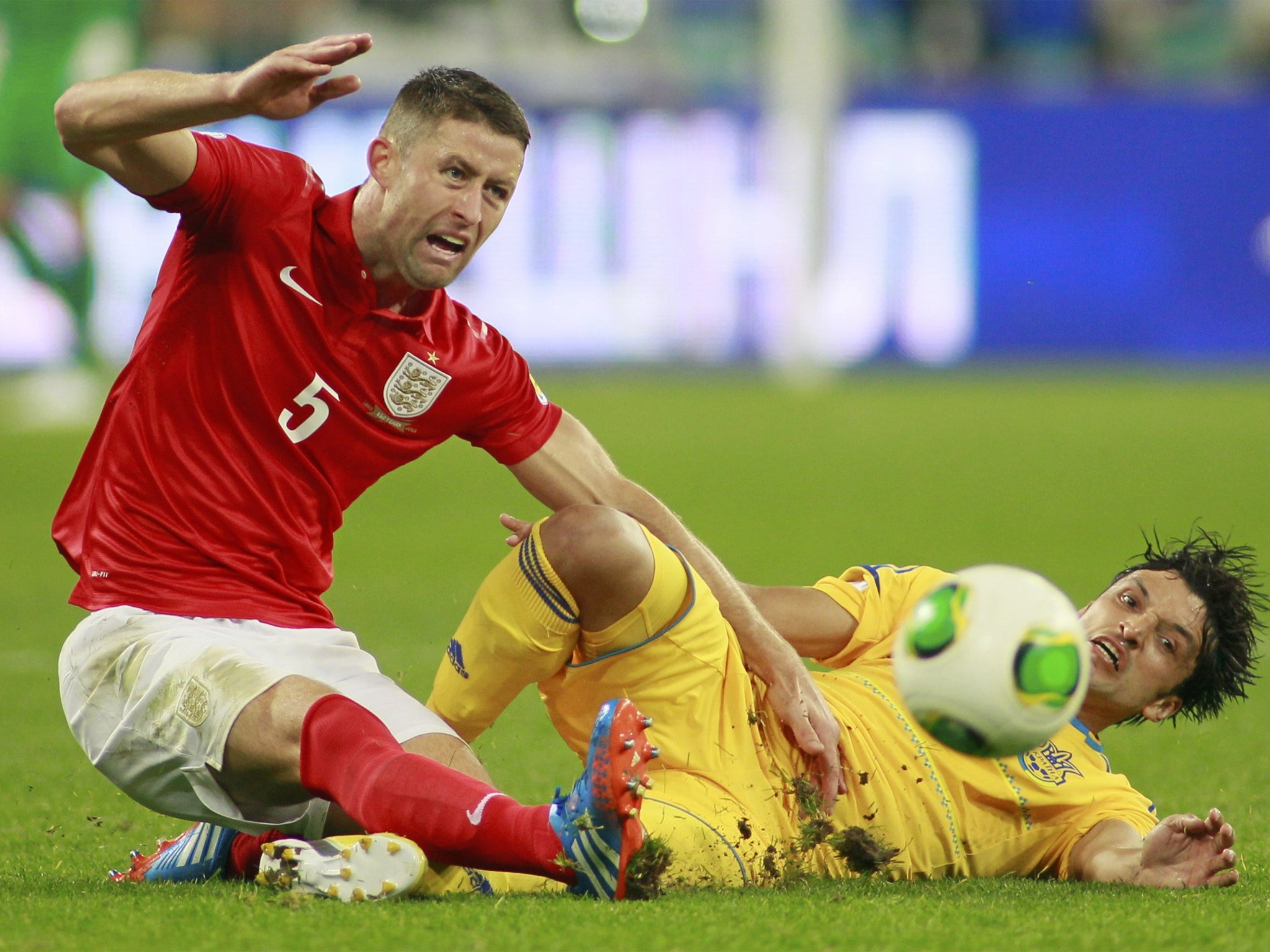 Gary Cahill battles for the ball