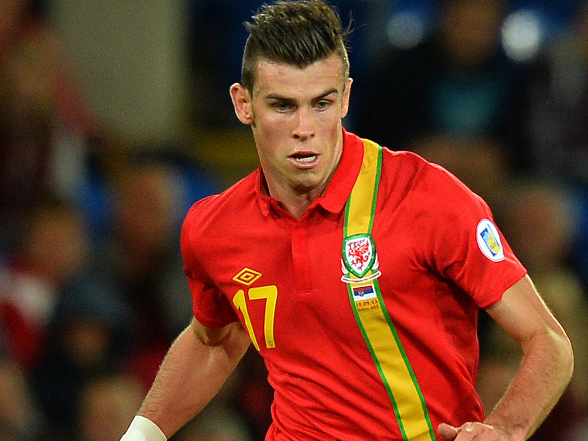 Gareth Bale in action for Wales against Serbia