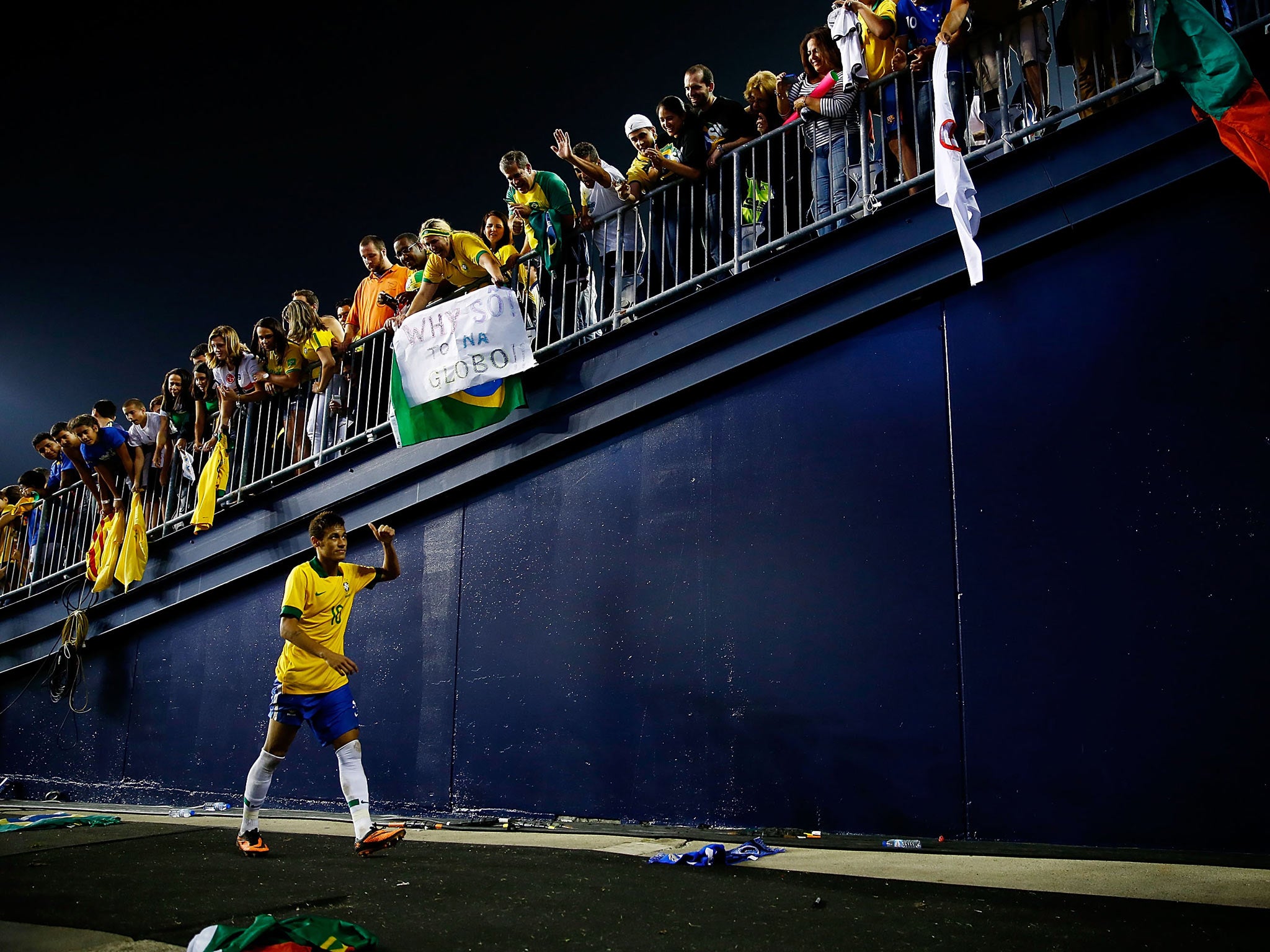 Neymar departs the field after a Brazil game