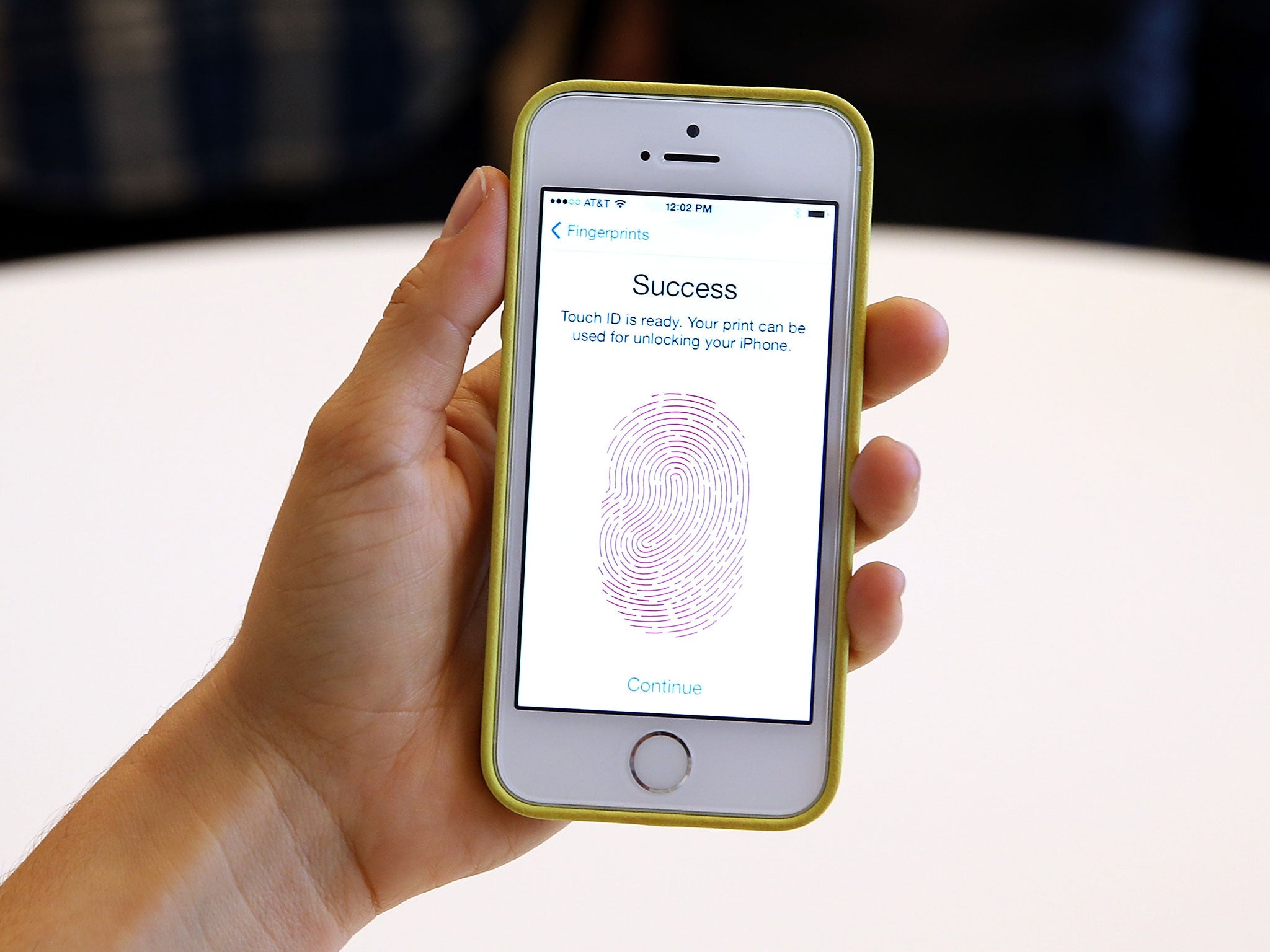 The new iPhone 5S with fingerprint technology.