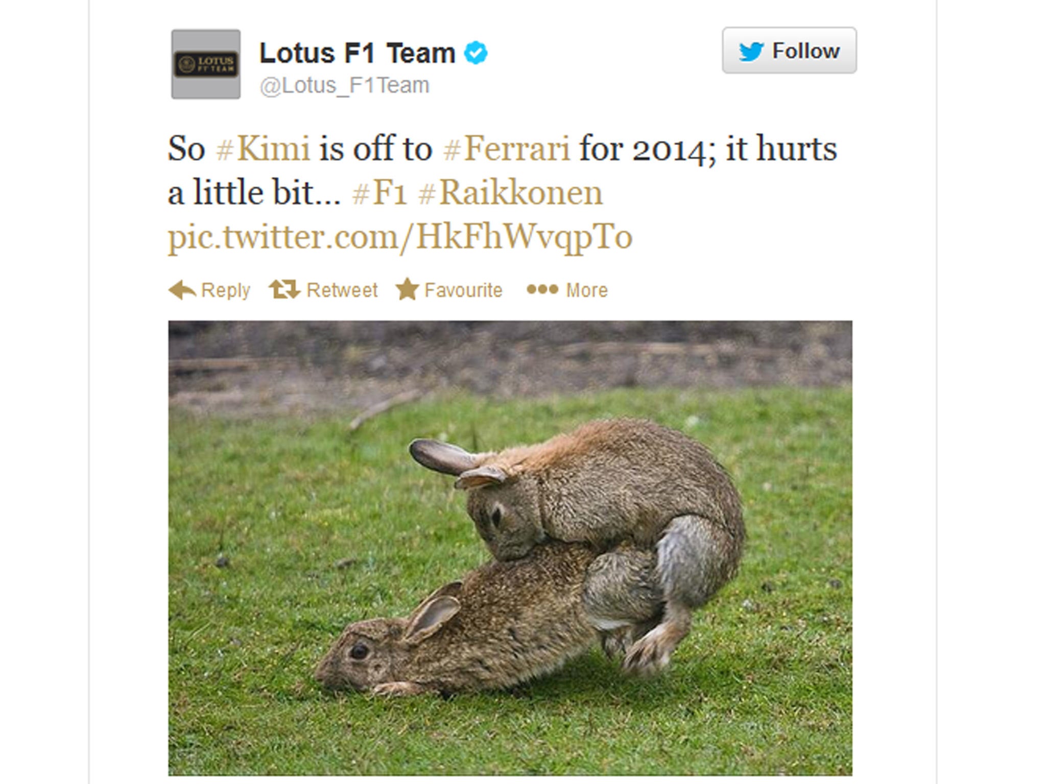 The tweet issued from the official Lotus account