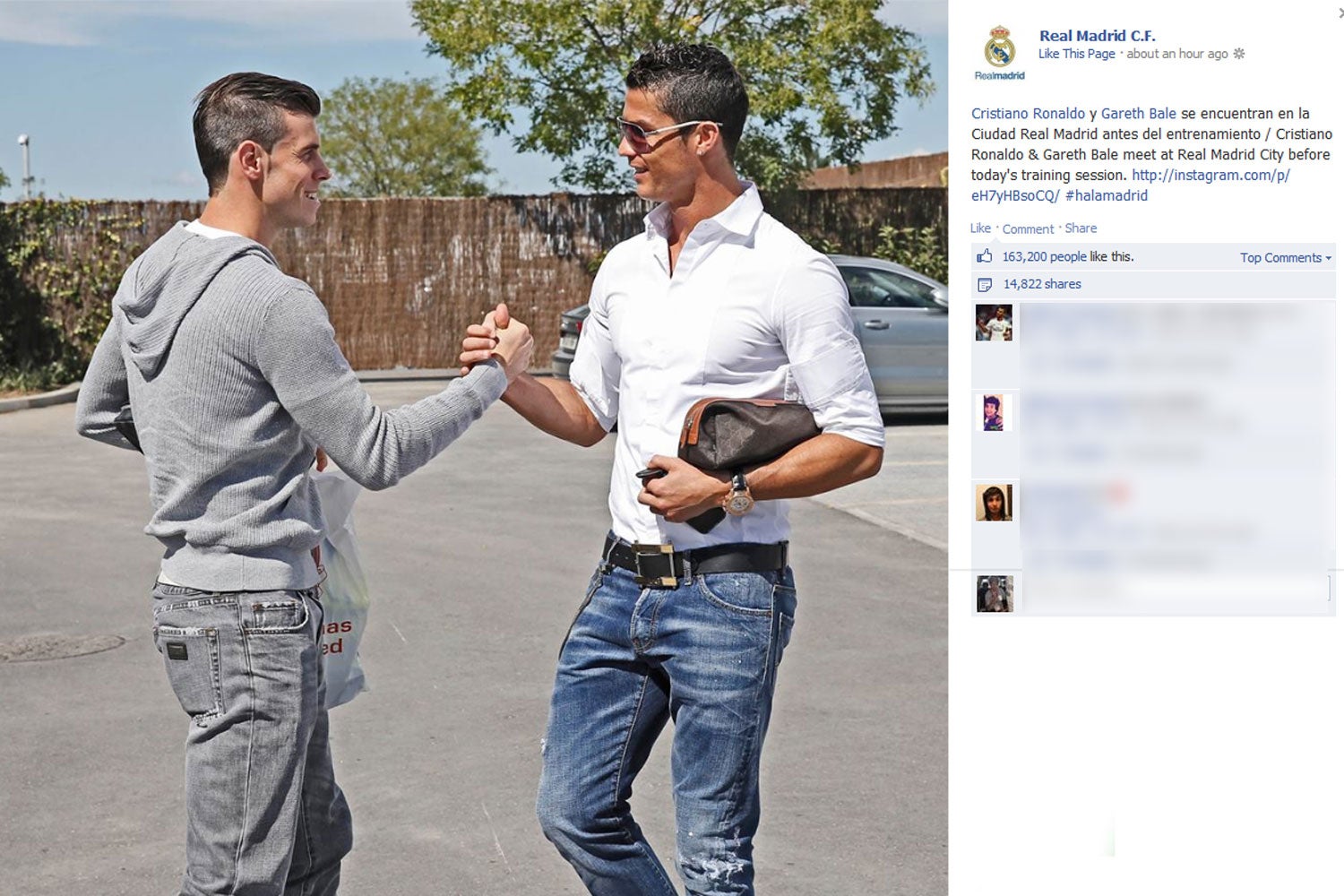 Gareth Bale and Cristiano Ronaldo pictured meeting at Real Madrid