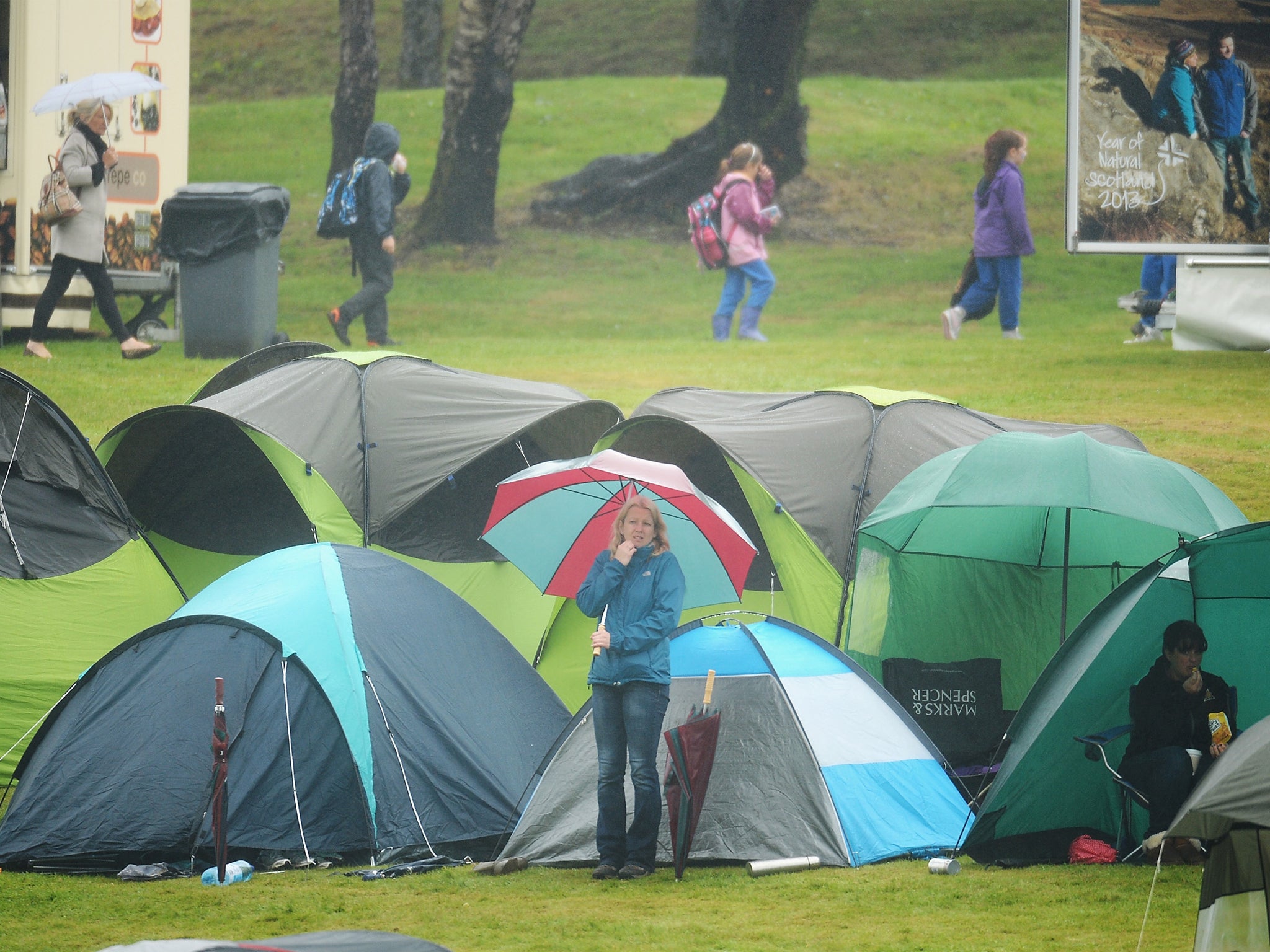 Rain at the Cowal Highland Gathering in August (Getty)