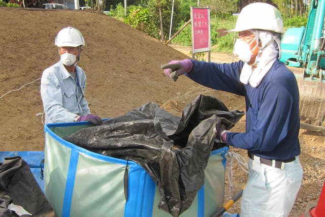 A decontamination crew in Minamisoma