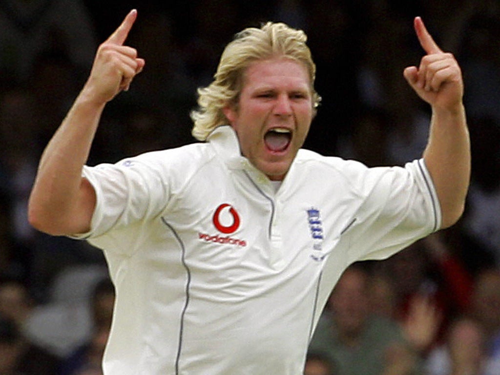 Matthew Hoggard after taking the wicket of Matthew Hayden at Lord’s in the 2005 Ashes series