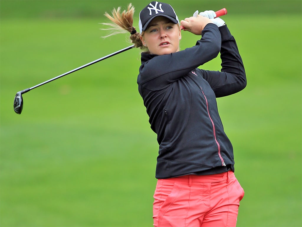 Charley Hull practising for this weekend’s event