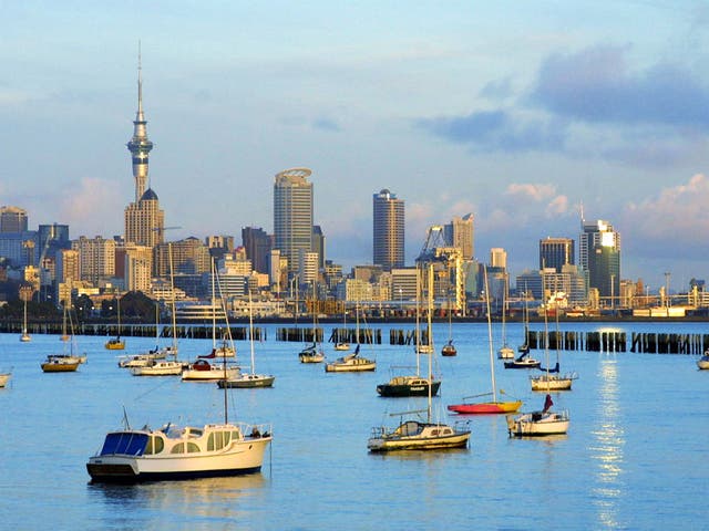 Port of call: Auckland harbour on North Island, New Zealand