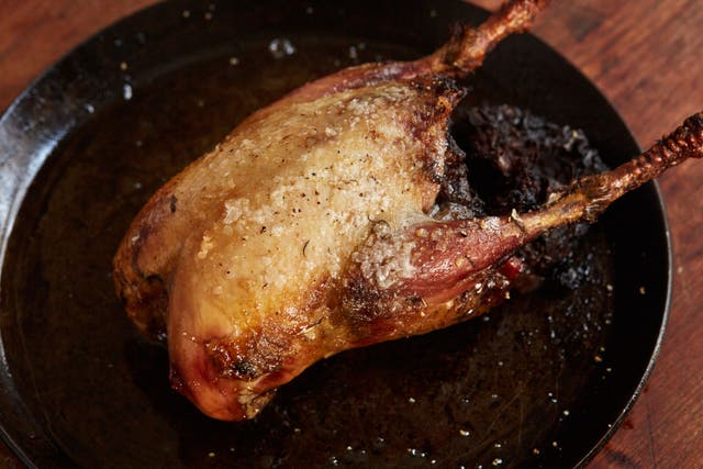 Partridge stuffed with apple and black pudding