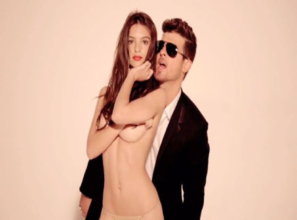 A screengrab from Robin Thicke's controversial "Blurred Lines" video