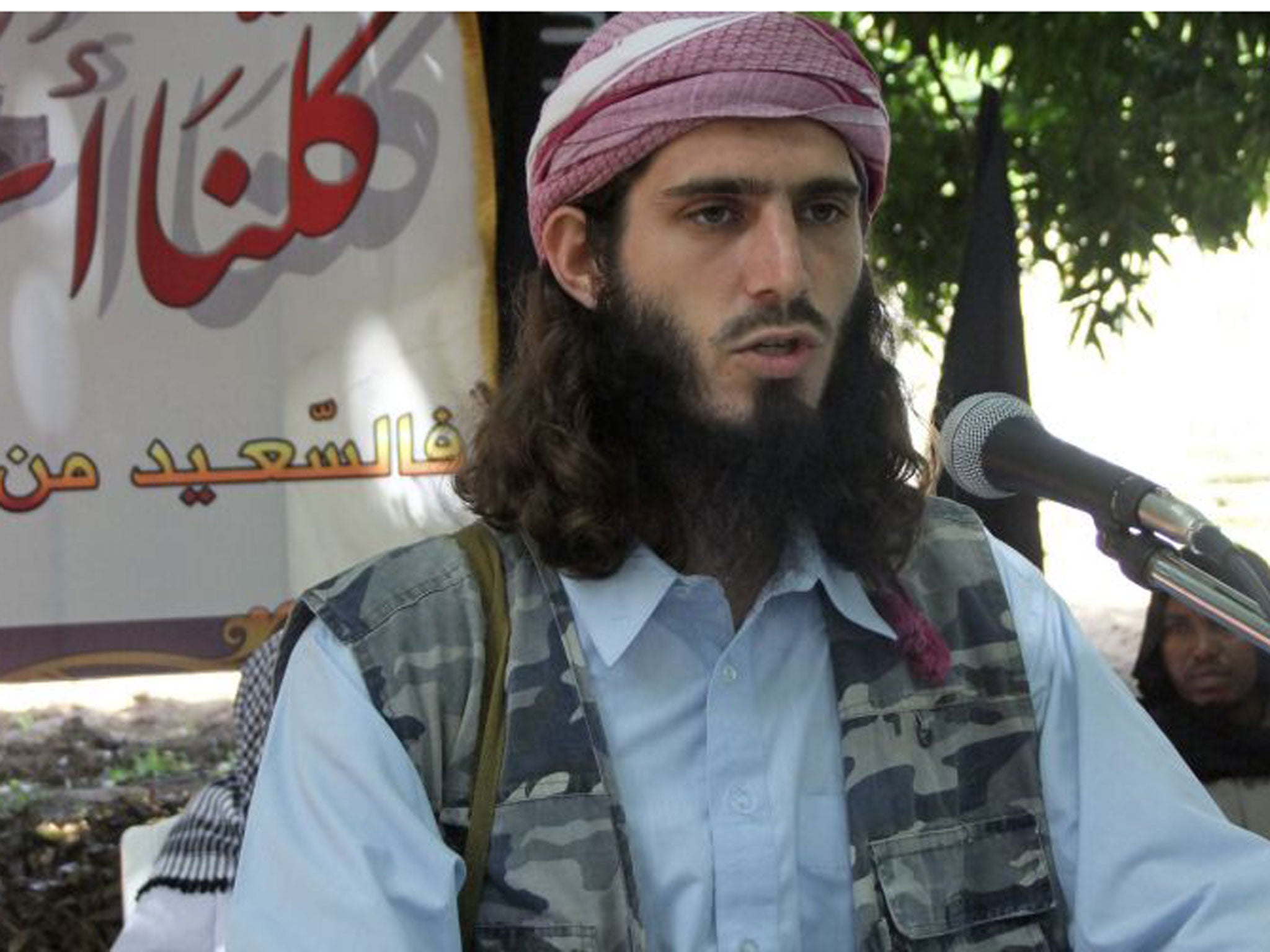 American born al-Amriki addresses a press conference in Mogadishu in 2011.