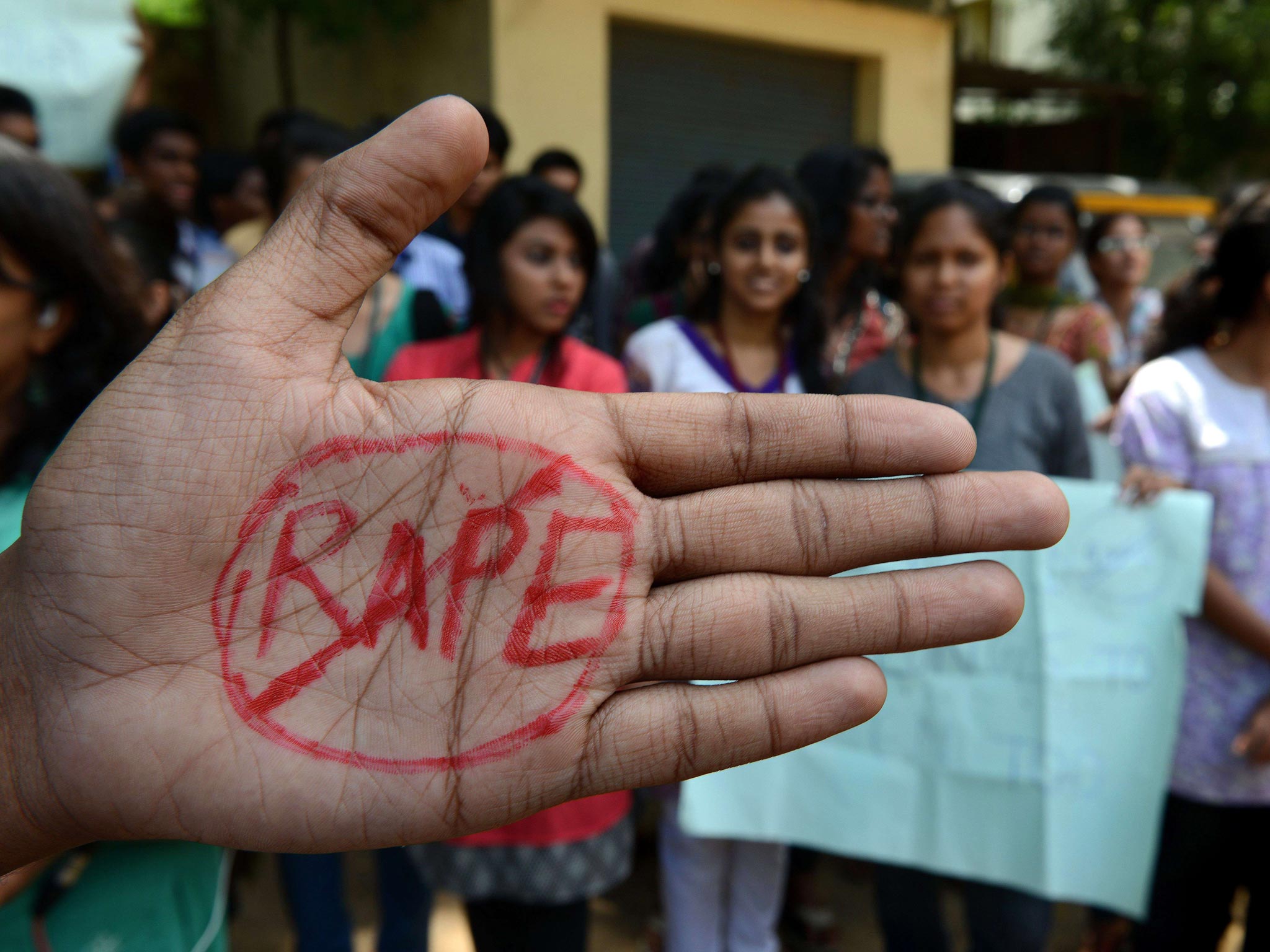 Indian students of Saint Joseph Degree college participate during an anti-rape protest in Hyderabad
