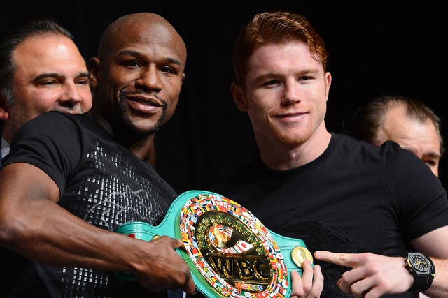 Floyd Mayweather and Saul Alvarez during their final press conference