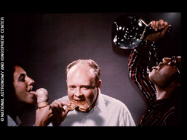 A composite image of humans licking, eating and drinking specially prepared for the Golden Record. File from Wikimedia Commons.