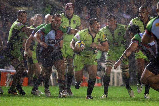 Alex Corbisiero in action for Northampton Saints against Harlequins on Friday night