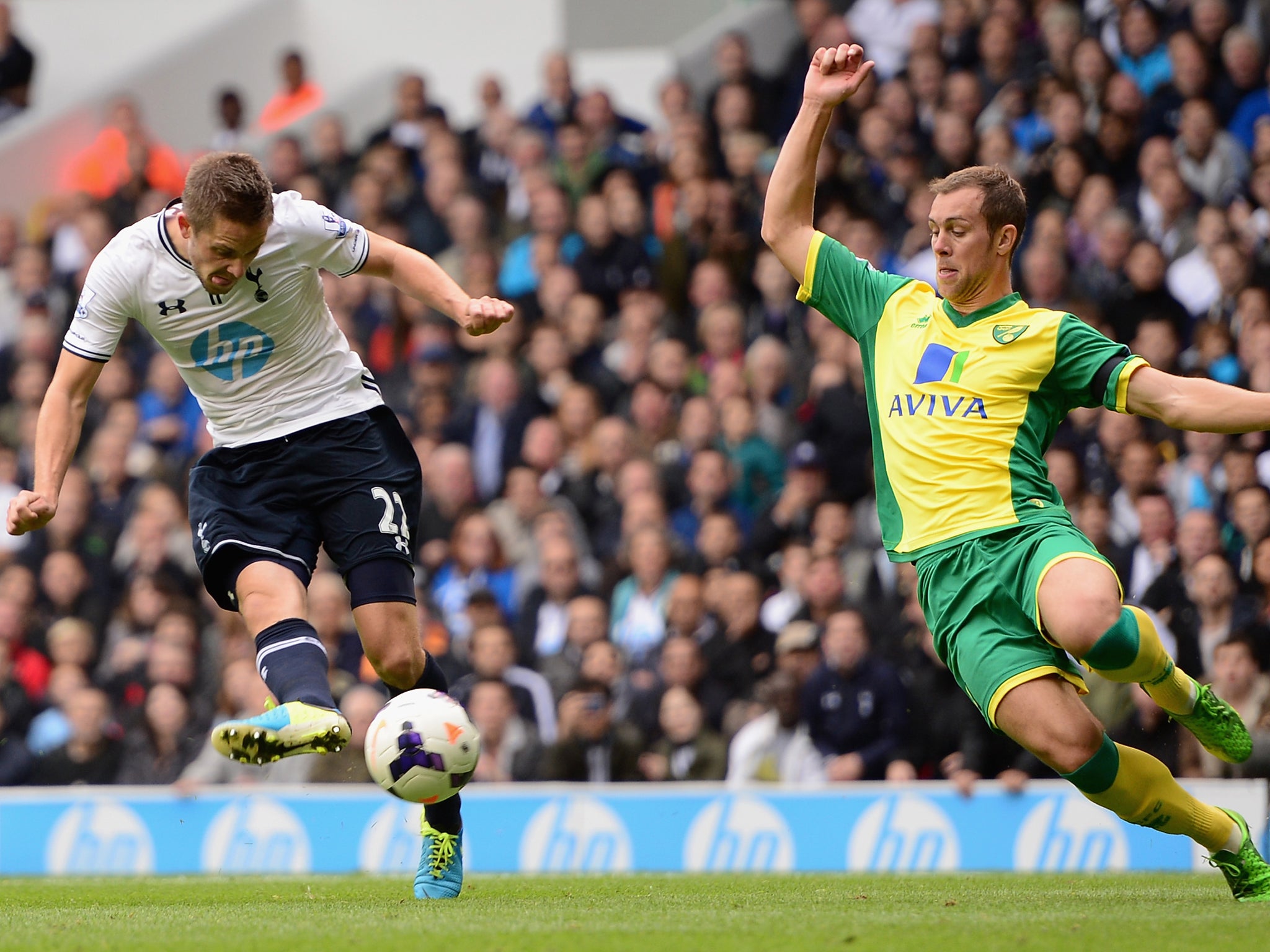 Gylfi Sigurdsson opens the scoring for Tottenham against Norwich