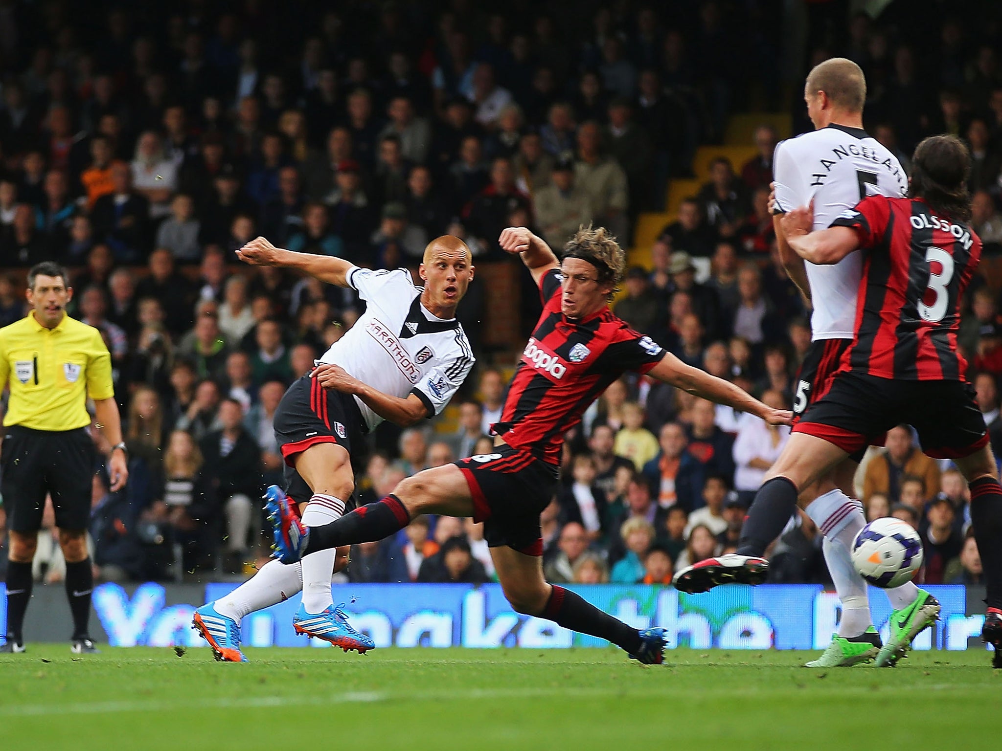 Steve Sidwell opens the scoring for Fulham against West Brom at Craven Cottage