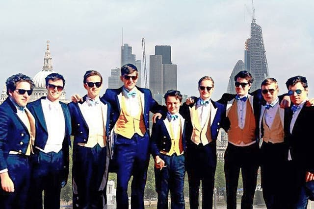 Many members of the Bullingdon club, pictured, have moved on to high-earning careers in the city