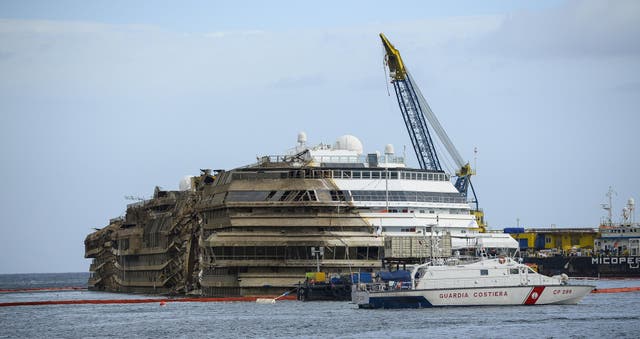 The Costa Concordia as it was raised last week