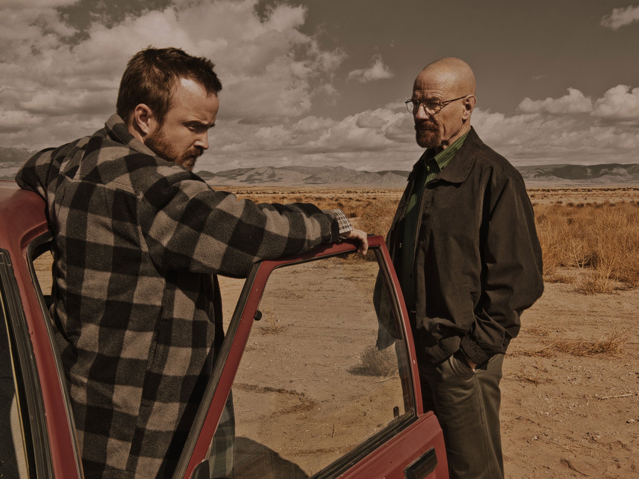 The calm before the storm: Aaron Paul (left) and Bryan Cranston in Breaking Bad