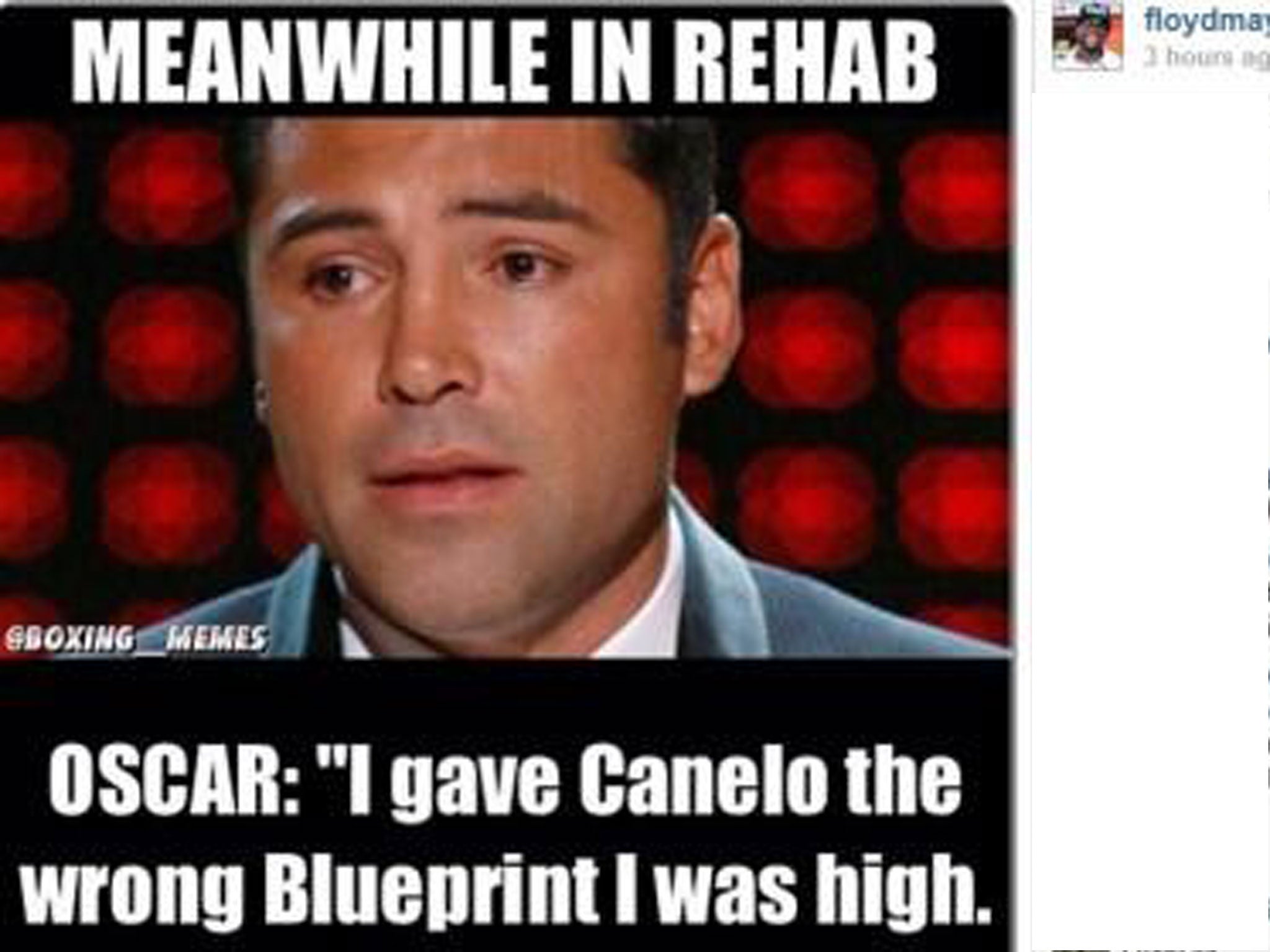 The photoshopped picture of De La Hoya appeared of Mayweather's official Instagram account, but was quickly deleted