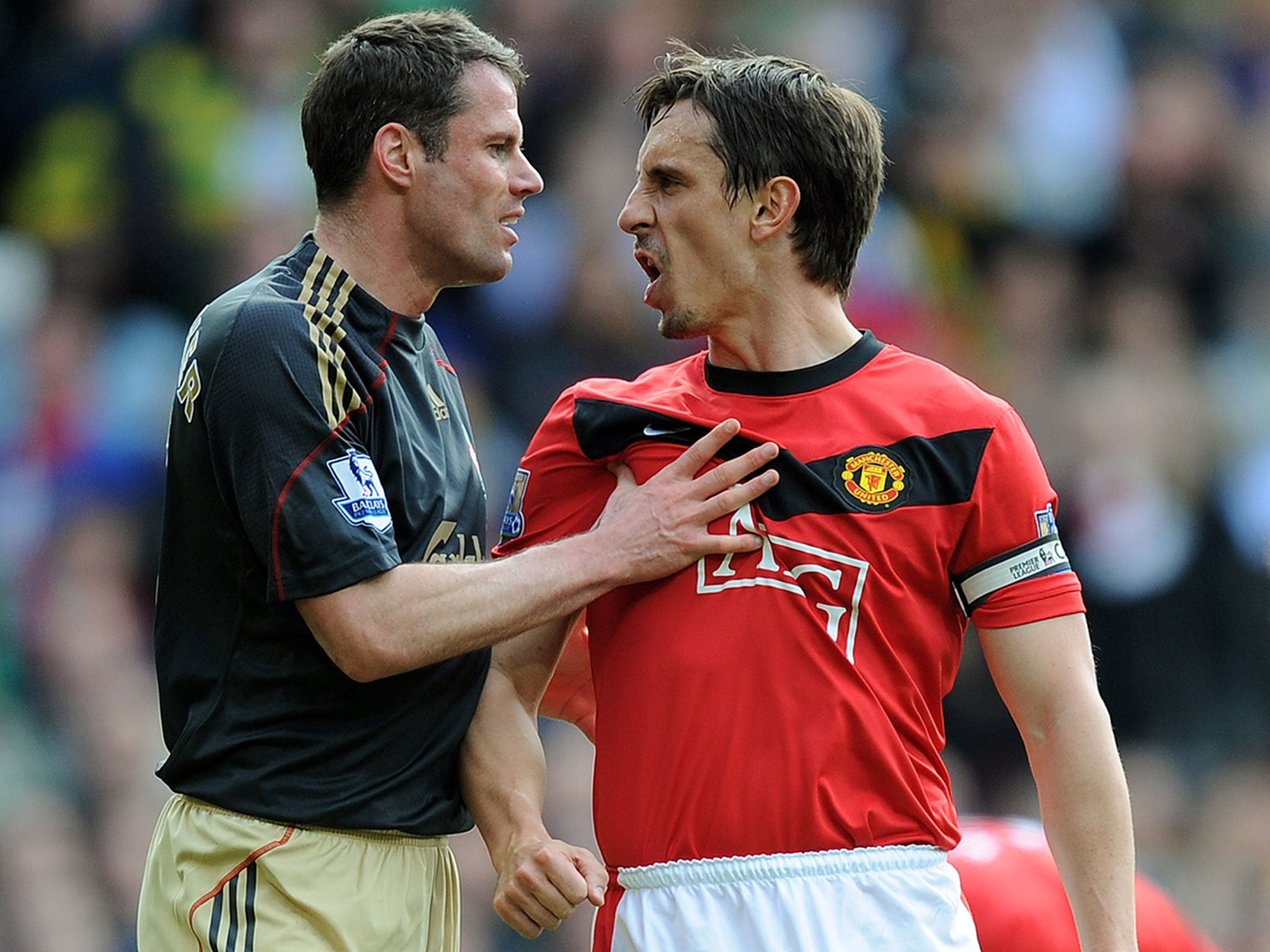 Jamie Carragher and Gary Neville during their Premier League days