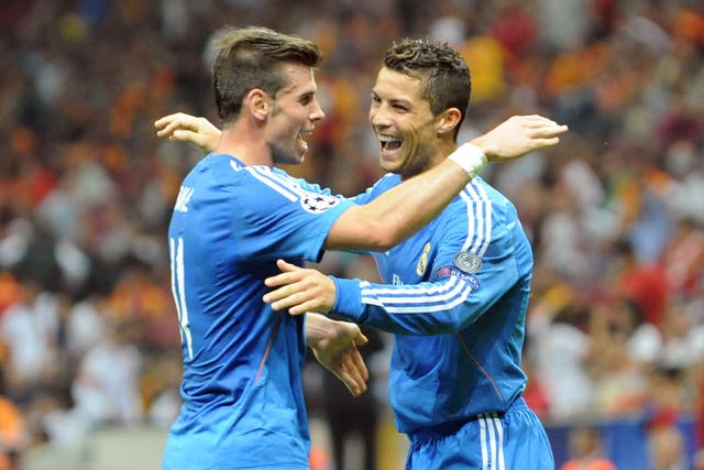 Gareth Bale and Cristiano Ronaldo celebrate together
