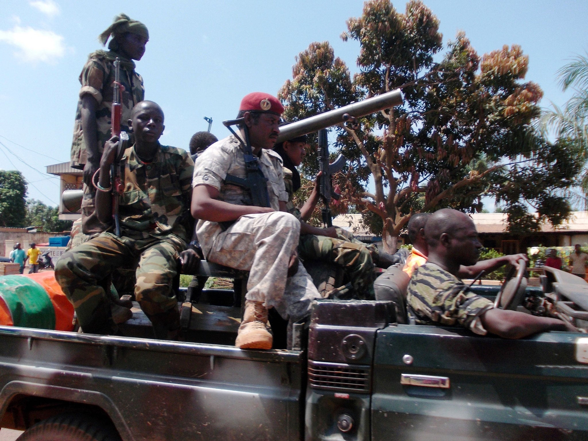 Seleka soldiers from the ruling rebel coalition leave the capital Bangui on September 10, 2013