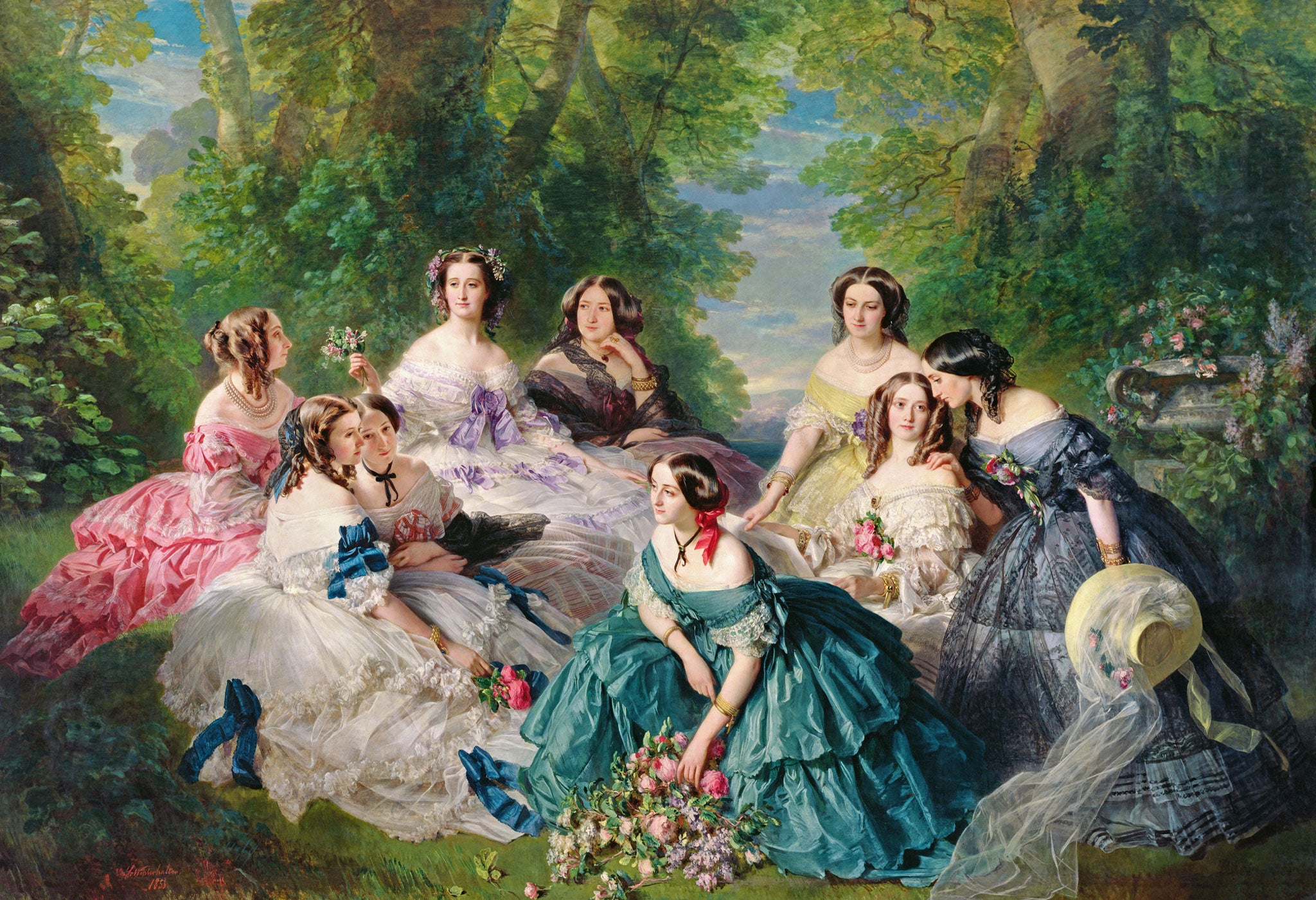Empress Eugénie surrounded by her ladies in waiting, painted by Franz Xaver Winterhalter