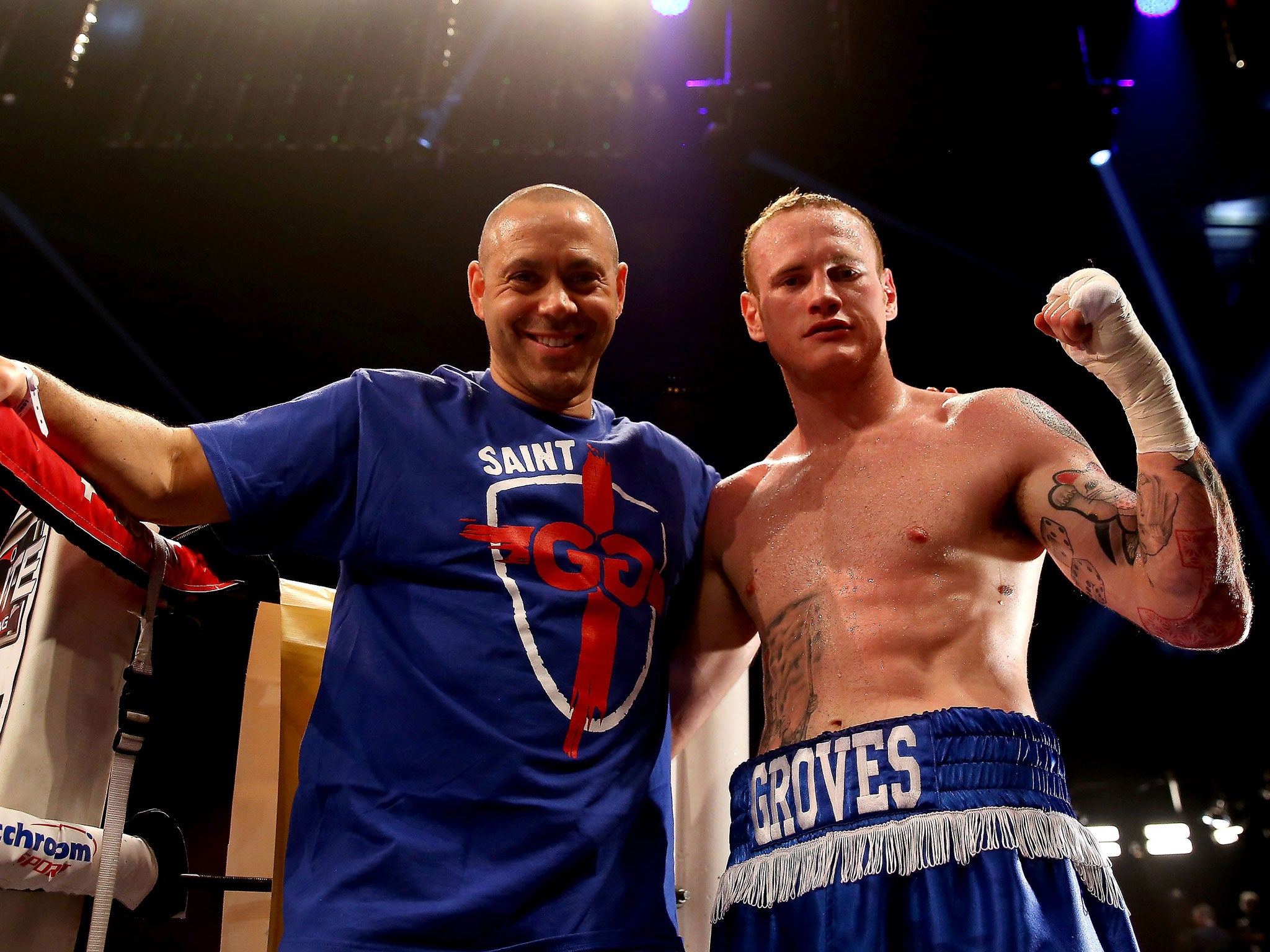 Adam Booth and george Groves after the latter maintained his unbeaten record
