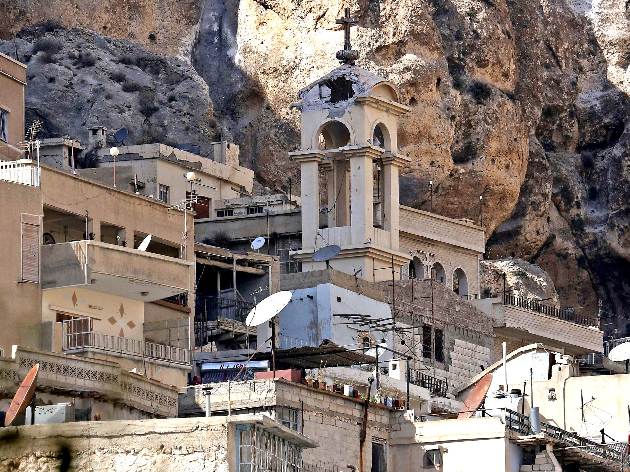 The ancient Christian town of Maaloula, recaptured by regime forces (Getty)