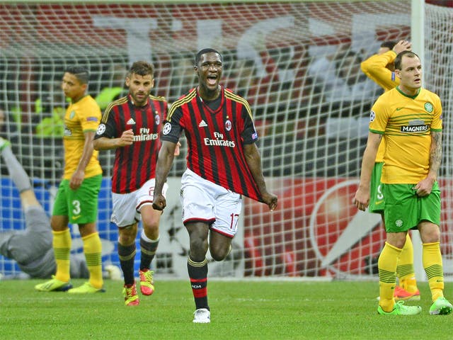 Milan's Colombian defender Cristian Zapata celebrates his goal