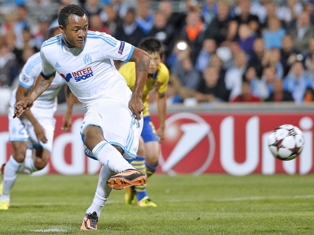 Jordan Ayew scores a consolation goal from the penalty spot