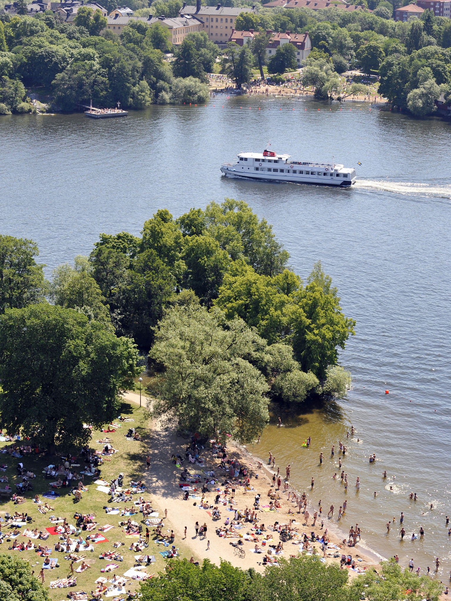 File photo of a beach in central Stockholm: Prosecutors have concluded that it is 'okay' to masturbate in public if it is not directed at anyone