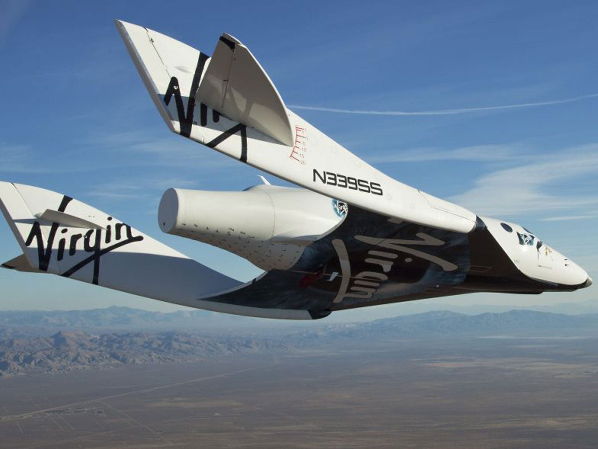 Virgin Galactic's SpaceShipTwo glides towards Earth after a test flight