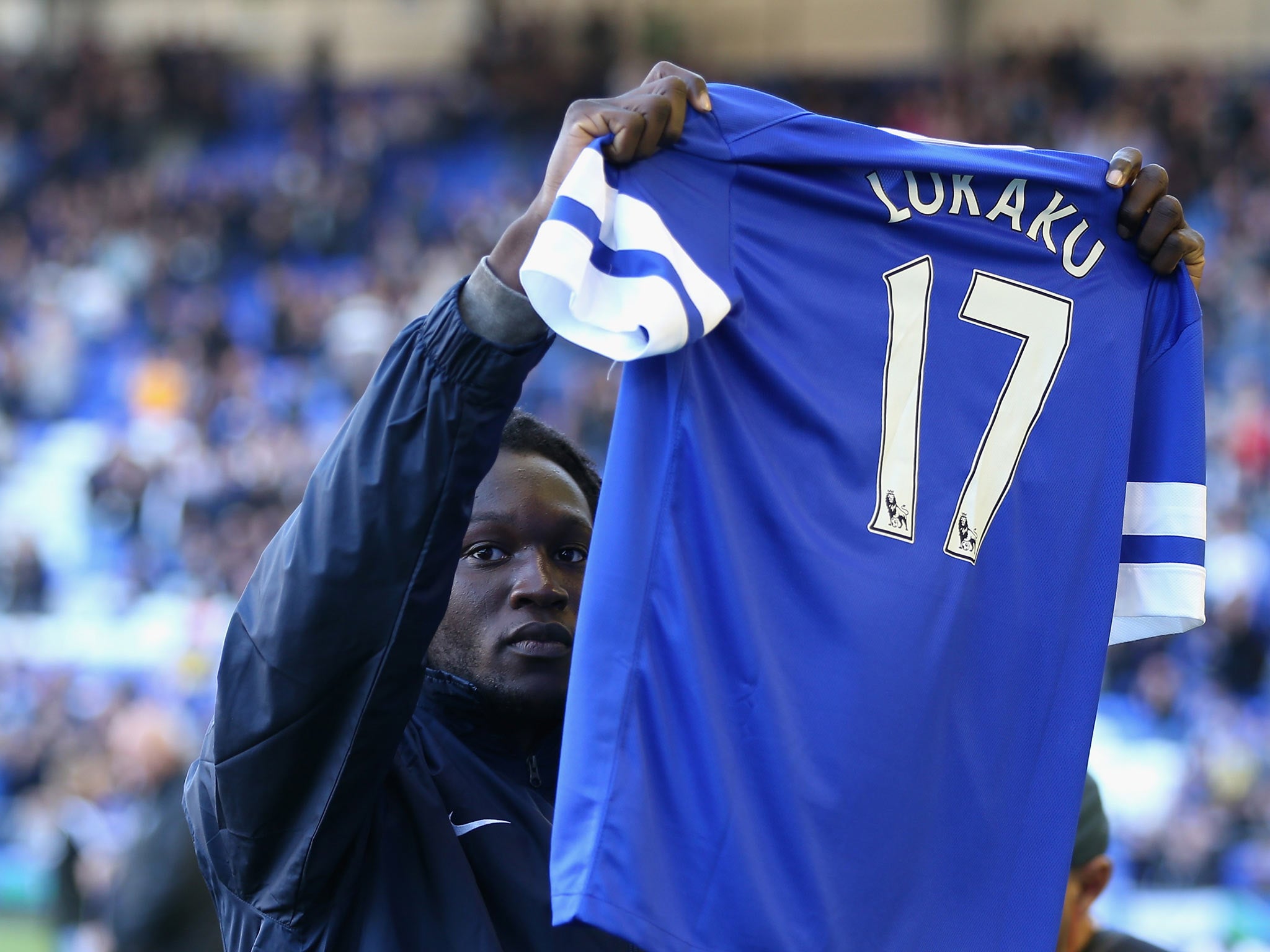 Romelu Lukaku during his presentation to Everton fans