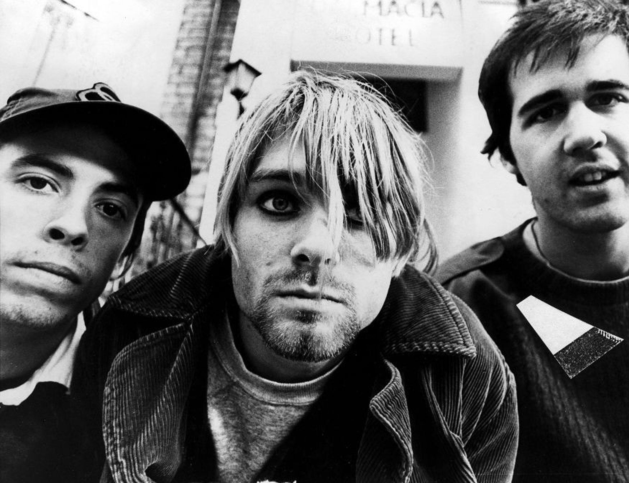 Cornered: (from left) Dave Grohl, Kurt Cobain, and Krist Novoselic of Nirvana