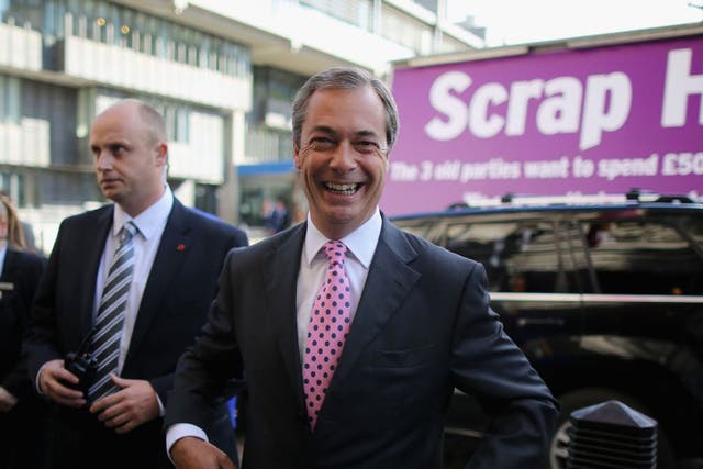 Nigel Farage arrives at the Ukip party conference in London