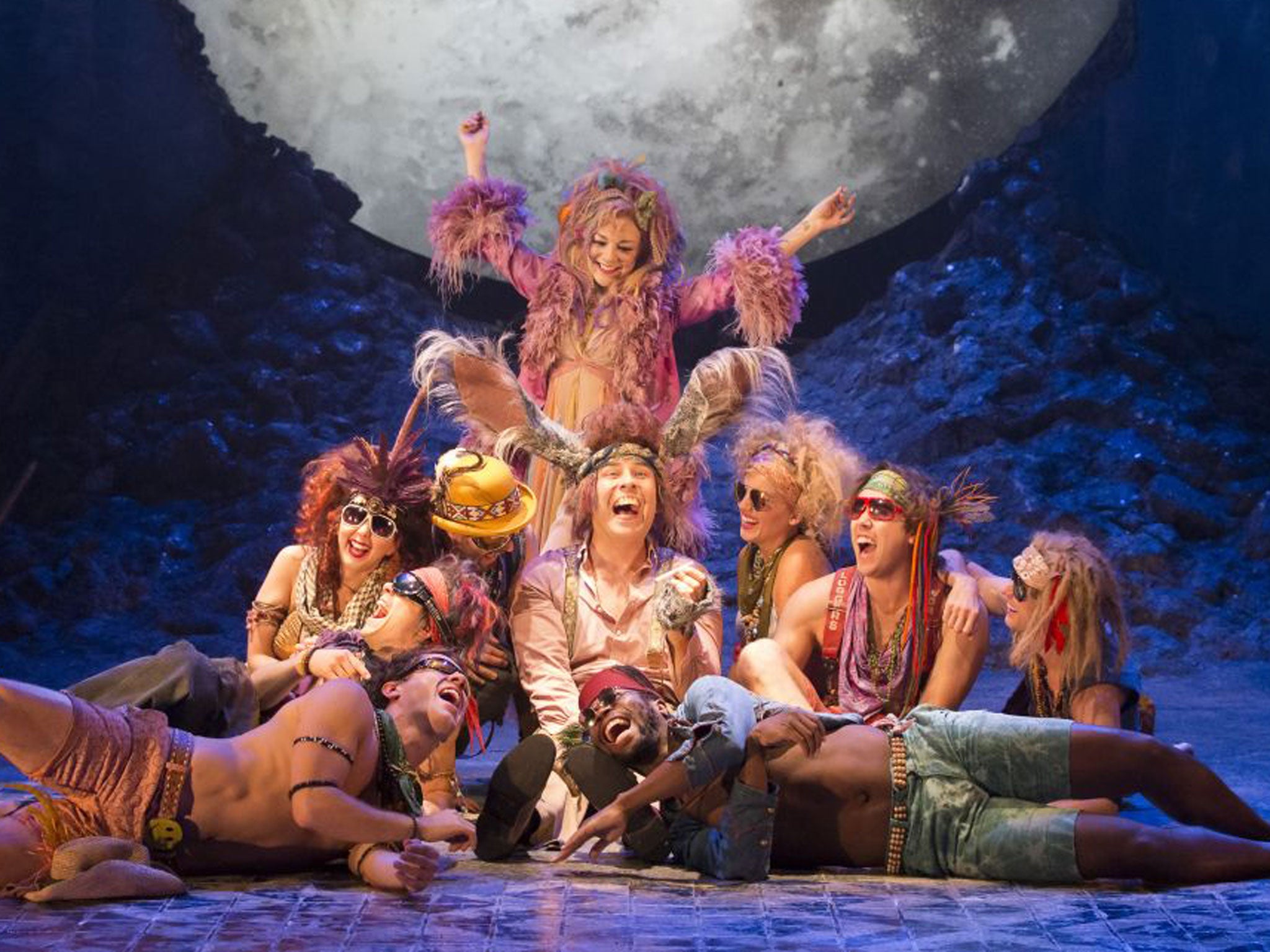 Sheridan Smith (top), David Walliams (centre) and the company during the production of William Shakespeare's 'A Midsummer Nightís Dream' at the Noel Coward Theatre in London