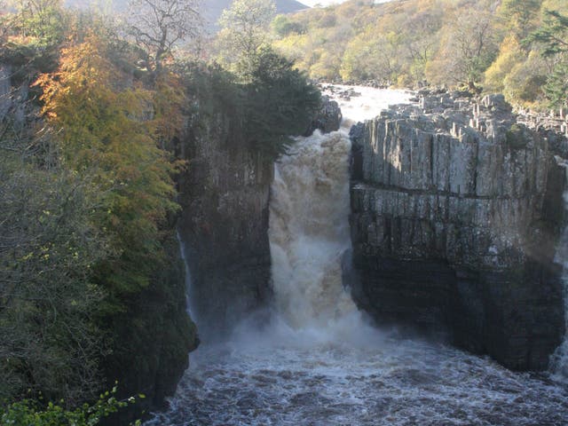 High Force waterfall looking its best on a sunny autumn day