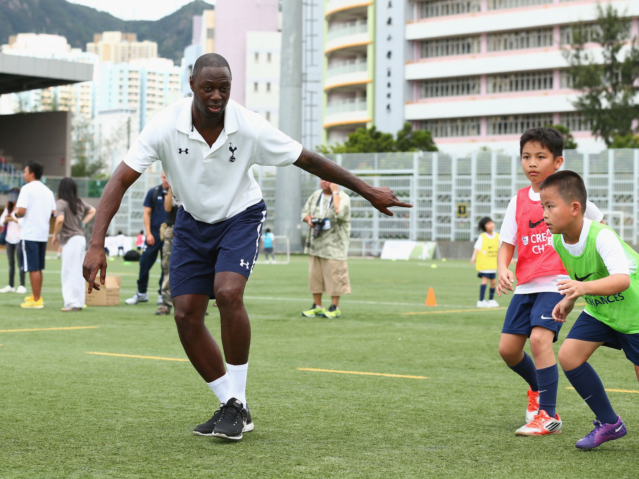 King Kong: Ledley King coaches children in Hong Kong with the Premier Skills and Creating Chances charity in July