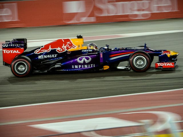 Sebastian Vettel on his way to victory at the Singapore Grand Prix