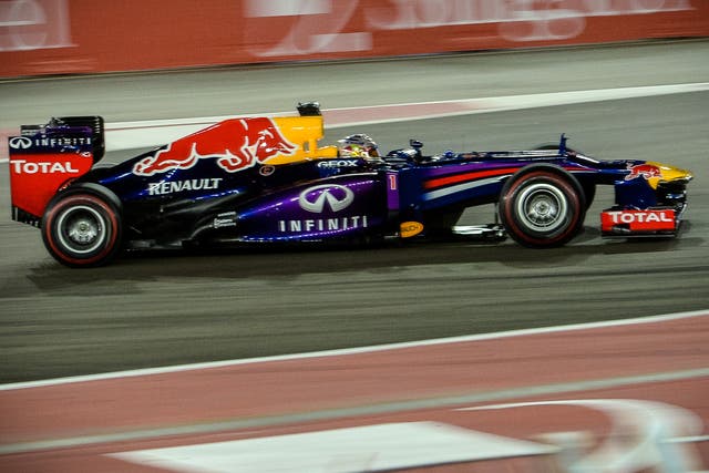 Sebastian Vettel on his way to victory at the Singapore Grand Prix