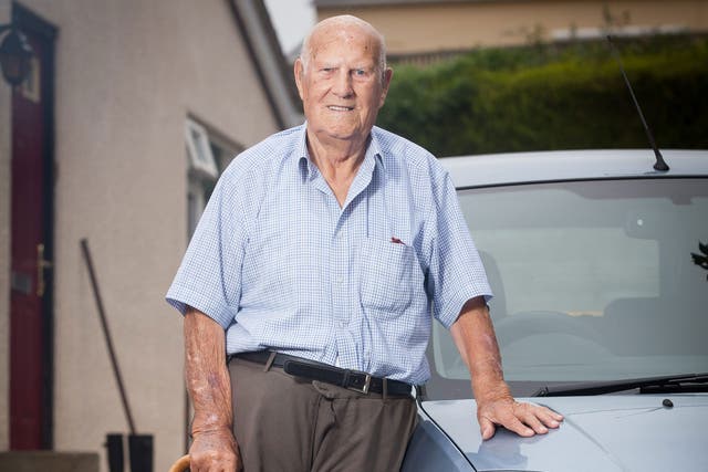 Les Hale, pictured at the age of 100 in 2013, was one of 191 centenarians on the UK's roads at that time