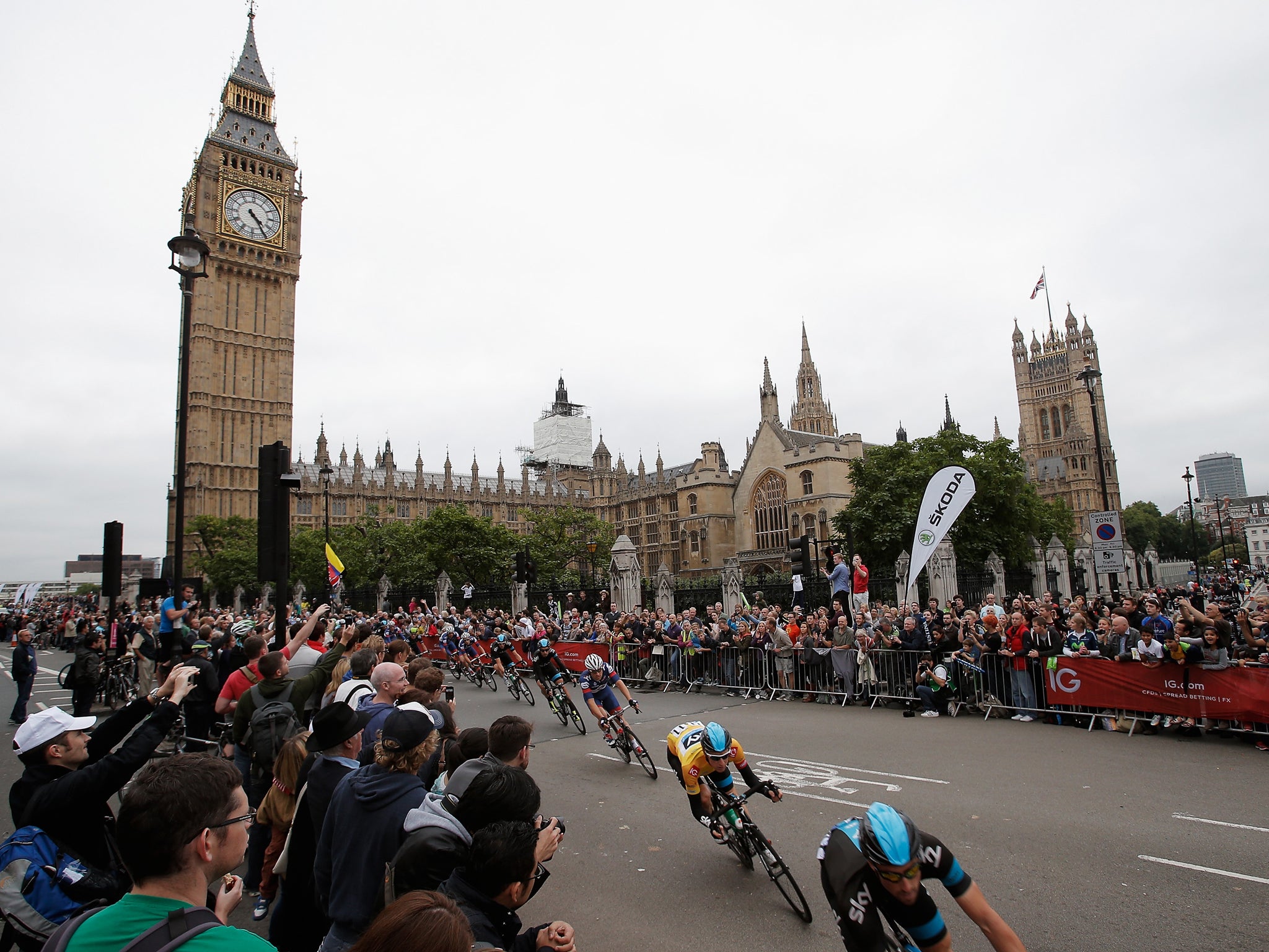 Sir Bradley Wiggins cycles through London on his way to the 2013 Tour of Britain title