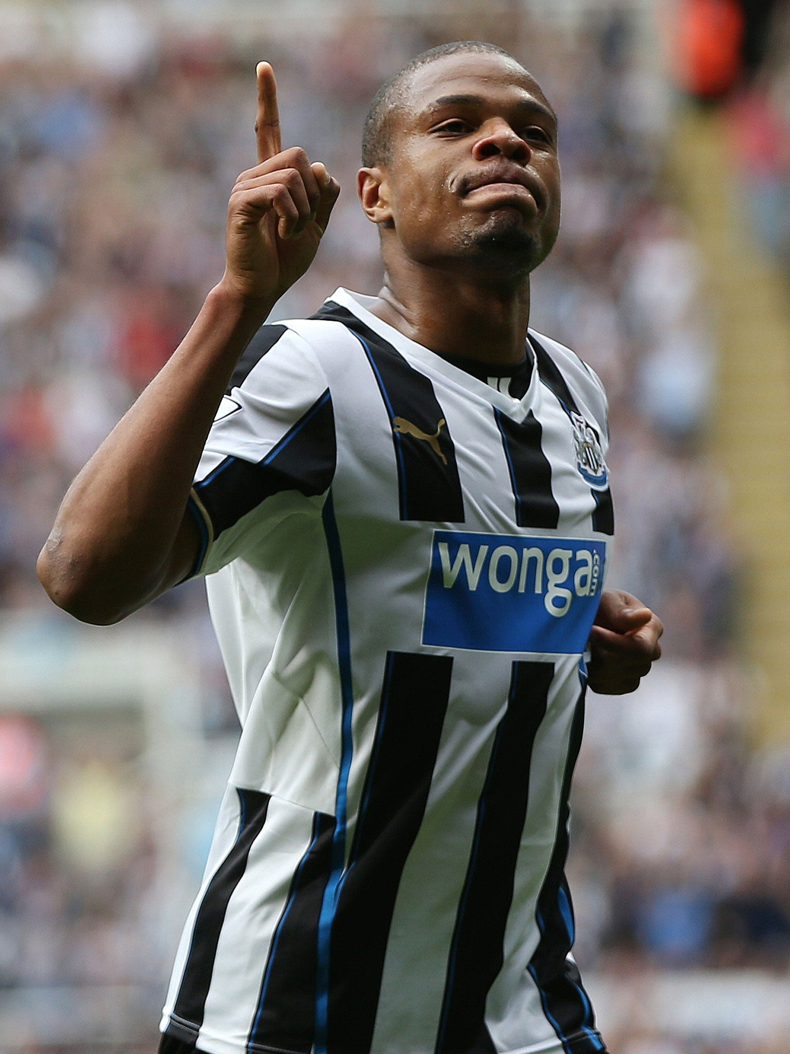 Loïc Rémy celebrates one of his two goals for Newcastle