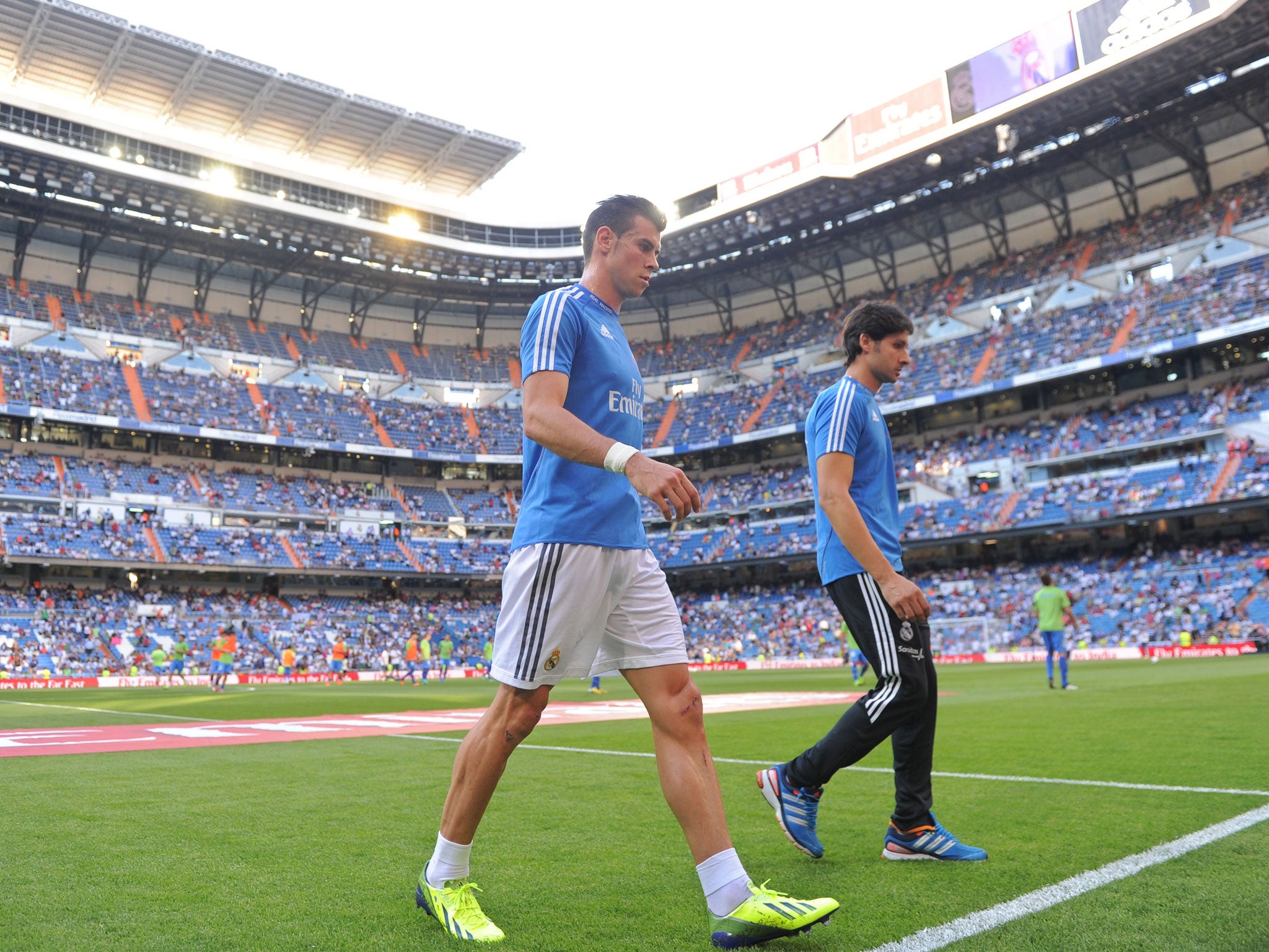 Bale was led from the field after it was decided he wouldn't feature against Getafe